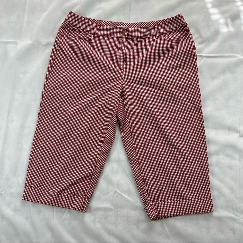 Liz & Co. cotton Red and White stretch gingham shorts sz: 12